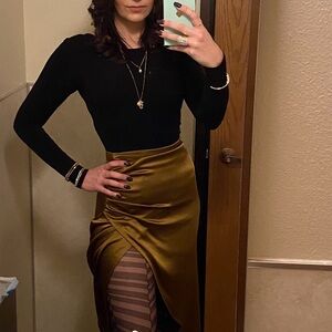 Zara Gold Midi Skirt
